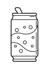 Illustration of tin with soda. Monochrome cute icon. Creative symbol in cartoon style.