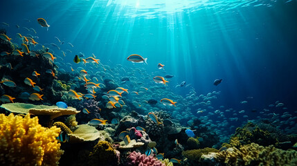Fototapeta na wymiar Sea world, sea fish, ecosystem, generative ai 