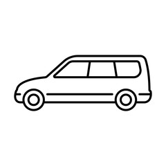 Plakat Car icon. Black contour linear silhouette. Side view. Vector simple flat graphic illustration. Isolated object on a white background. Isolate.