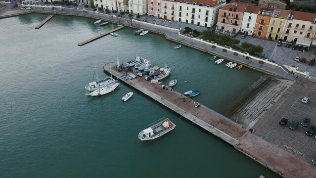 Aerial view of Scario, a small seaside village on the Cilento coast in the province of Salerno, Campania, Italy.