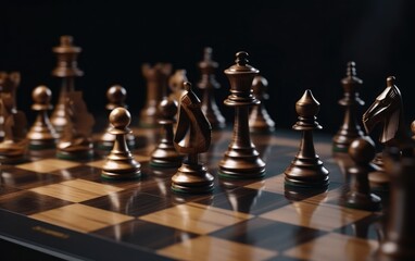 A chess board with a black chess piece and the words " chess " on it.