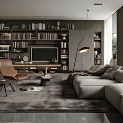 Generattive ai ilustrations, living room design.