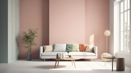 Minimalist modern living room interior background. Generative Ai