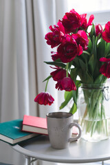pink tulips in a vase