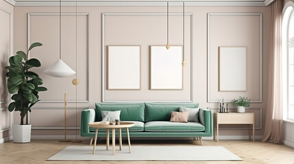 3d render of luxury home living room. Generative Ai