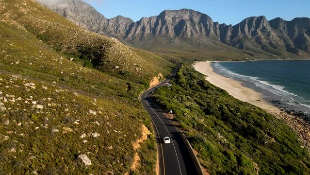 Aerial view of Clarence Road drive, Kogel Bay, Gordon&rsquo;s Bay, South Africa.