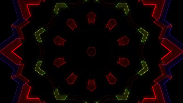 Abstract Kaleidoscope pattern with full colors. Magic mandala. 4k	