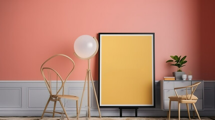 Poster frame mockup in modern home interior background. Generative Ai