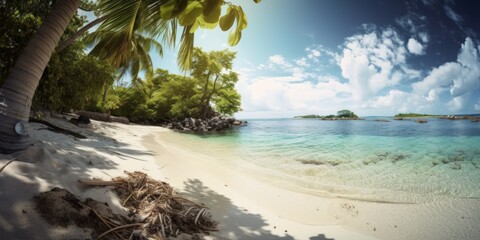 Obraz na płótnie Canvas tropical wild beach landscape, generative ai