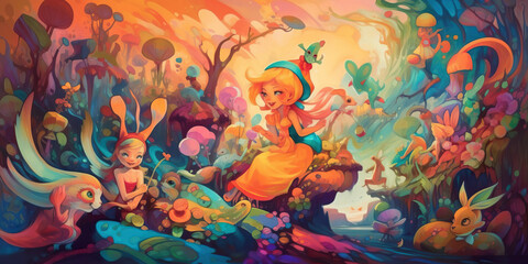 Obraz na płótnie Canvas Whimsical Fairy Tale Interpretation in Oil Paint Generative AI