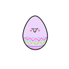 holiday hand painted easter egg, smiling egg with multicolor decoration for spring easter celebration