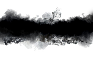 Abstract black and white smoke blot. Wave horizontal contrast copy space background.. - obrazy, fototapety, plakaty