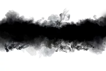 Fototapeten Abstract black and white smoke blot. Wave horizontal contrast copy space background.. © Liliia