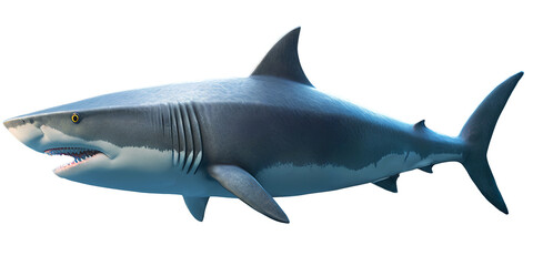 Fototapeta premium big shark, side view, isolated background. Generative Ai