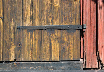 Detail of a wooden church from 1760: wrought iron hinge