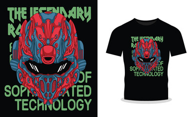 Get Your Hands on Our Mecha Robot Head Illustration T-Shirt Design