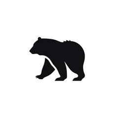Fototapeta na wymiar Bear Silhouette in black and white. Minimalistic illustration for Logo Design created using generative AI tools