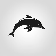 Fototapeta premium Dolphin Silhouette in black and white. Minimalistic illustration for Logo Design created using generative AI tools