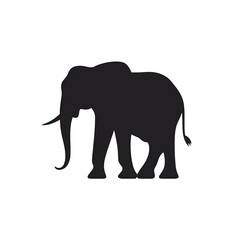 Elephant Silhouette in black and white. Minimalistic illustration for Logo Design created using generative AI tools