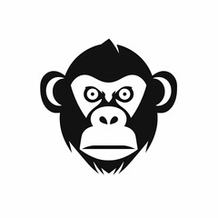 Fototapeta premium Monkey Silhouette in black and white. Minimalistic illustration for Logo Design created using generative AI tools