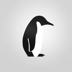Penguin Silhouette in black and white. Minimalistic illustration for Logo Design created using generative AI tools