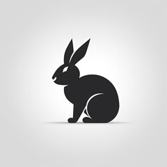 Fototapeta premium Rabbit Silhouette in black and white. Minimalistic illustration for Logo Design created using generative AI tools