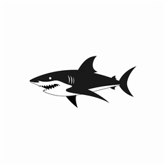 Fototapeta premium Shark Silhouette in black and white. Minimalistic illustration for Logo Design created using generative AI tools