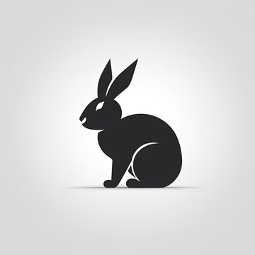 Rabbit Silhouette in black and white. Minimalistic illustration for Logo Design created using generative AI tools