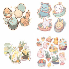 set of hand drawn food , Generative AI