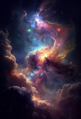 Beautiful deep space and nebula background, beautiful colors in deep galaxy and cosmos artwork