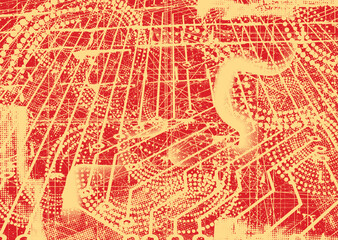 Aesthetic dotted design element. Duo tone poster . Modern art .Abstract composition . Half tone background. Halftone dots texture effect .Contemporary vector design