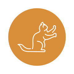 Sitting cat sharpens its claws color line icon. Pictogram for web page