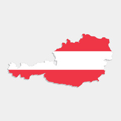 austria map with flag on gray background