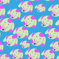 seamless pattern with muzzles of dogs in flat style. pattern with the head of a stylized dog. pet patterns for print and digital use. 