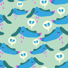seamless pattern with muzzles of dogs in flat style. pattern with the head of a stylized dog. pet patterns for print and digital use. 