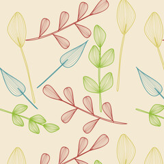 Different leaves pattern seamless vector illustration