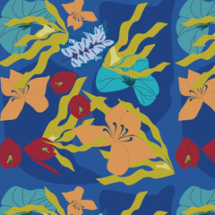 Obraz premium Seamless underwater pattern vector illustration