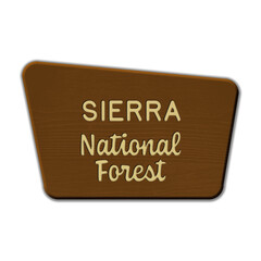 Fototapeta premium Sierra National Forest wood sign illustration on transparent background