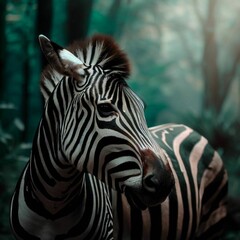 Fototapeta na wymiar zebra in the forest