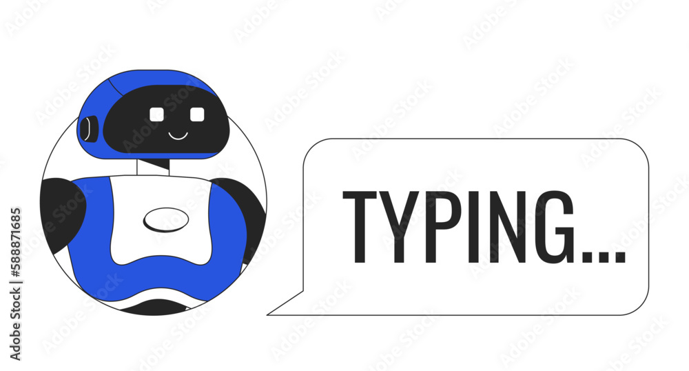 Aufkleber ai chatbot typing duo color line concept vector spot illustration. editable 2d flat duotone cartoon 