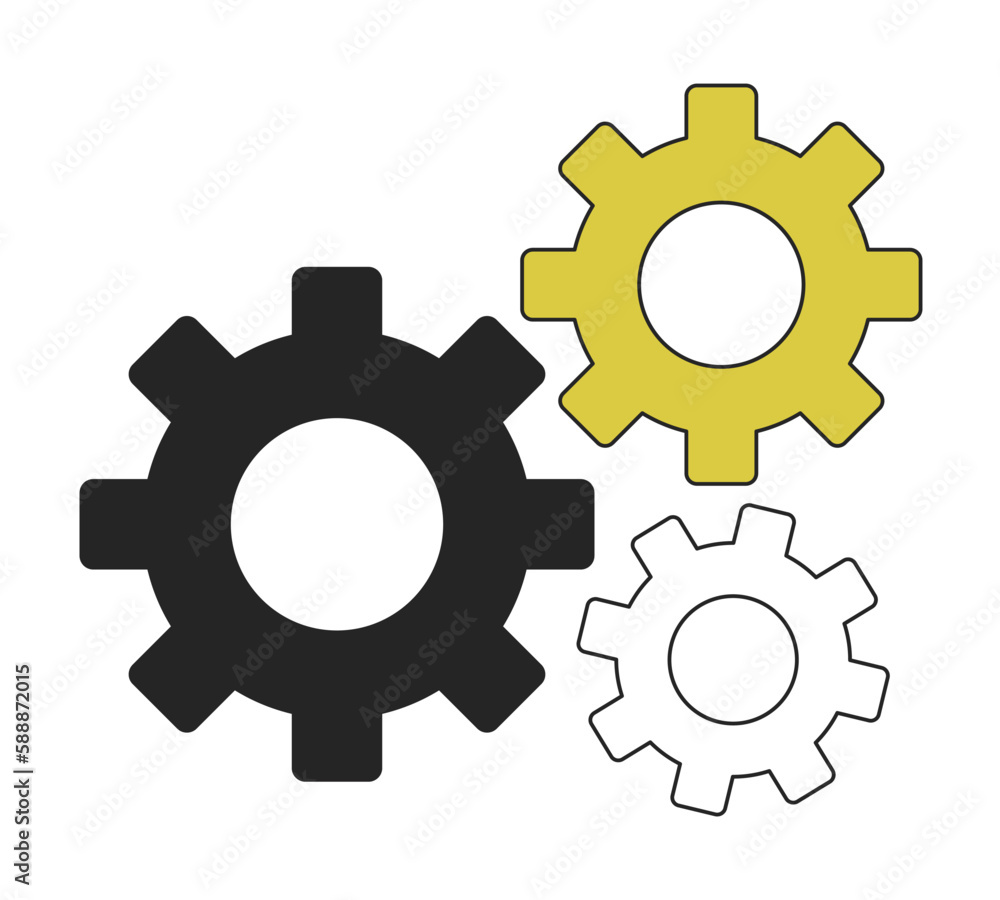 Poster cogwheels linear flat duo color vector object. gearwheel and gear. editable duotone icon. full sized