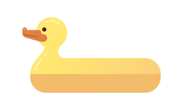 Duck inflatable ring for swimming pool semi flat color vector object. Editable icon. Full sized element on white. Simple cartoon style spot illustration for web graphic design and animation