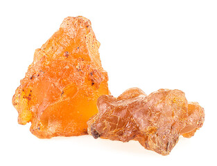Pile of natural frankincense Olibanum isolated on a white background, incense. Frankincense resin.
