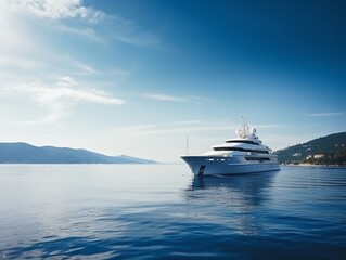 Fototapeta na wymiar Luxury yacht sailing in the Adriatic Sea, Montenegro