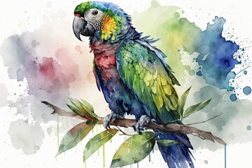 Watercolor Clipart Of Beautiful Parrot, Feathered Beauty: Watercolour drawings of parrots