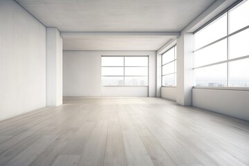 Fototapeta premium Blank space (empty wall in a bright room). Generative AI