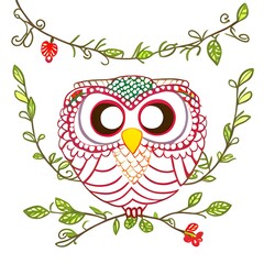 Fototapeta premium Owl drawing. The illustration was created using generative AI.