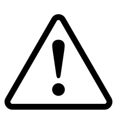 Exclamation mark icon, hazard warning attention sign, danger and caution symbol, error logo, risk graphic, flat style vector illustration for web, app, mobile. Black color triangle clip art isolated.