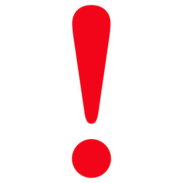 Exclamation mark icon, hazard warning attention sign, danger and caution symbol, error logo, risk graphic, flat style vector illustration for web, app, mobile. Red color clip art isolated on white.