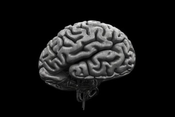 human brain isolated in black and white. Generative AI